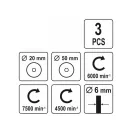 YATO Sada kotúčov na obruč, kefa, drôtový kotúč 3 kusy mosadzný