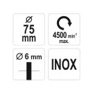 YATO Hriadeľová kefa 75 mm inox