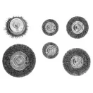 YATO Sada kotúčových kefiek s tyčinkou, 6 kusov, nerez