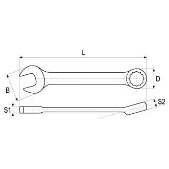 YATO Krátky kľúč 12 mm / 108 mm CrV