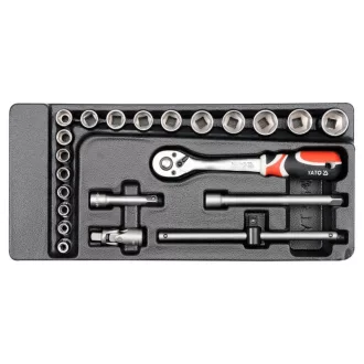   Sada nástrčných kľúčov YATO 22 kusov 3/8" 6-22 mm CrV (vložka do zásuvky)
