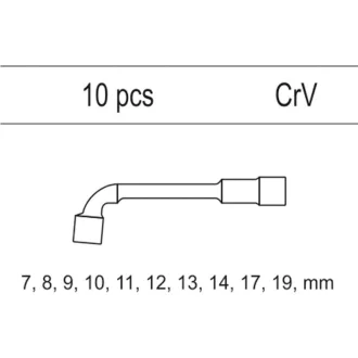   Sada nástrčných kľúčov YATO 10 kusov 7-19 mm CrV (vložka do zásuvky)