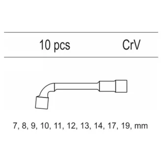   Sada nástrčných kľúčov YATO 10 kusov 7-19 mm CrV (vložka do zásuvky)