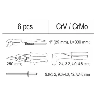   Sada zámočníckeho náradia YATO 6 dielov CrV CrMo (vložka do zásuvky)