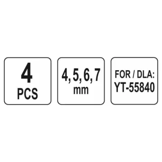 YATO sada trysiek na pieskovanie 4 diely 4,5,6,7 mm