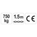 YATO Pákový kladkostroj 750 kg 1,5 m