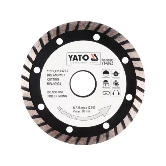   YATO Diamantový rezací kotúč 115 x 2,4 x 8,0 x 22,2 mm turbo