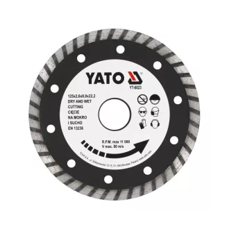   YATO Diamantový rezací kotúč 125 x 2,6 x 8,0 x 22,2 mm turbo