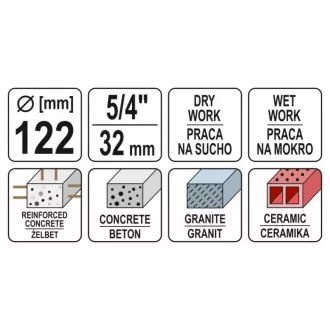 YATO Diamantová korunka pre vŕtačku 122 mm