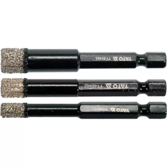   YATO Súprava diamantových otváračov 3 kusy 6, 8, 10 mm mokré / suché upnutie bitu