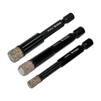   YATO Súprava diamantových otváračov 3 kusy 6, 8, 10 mm mokré / suché upnutie bitu