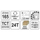 YATO Pílací kotúč na drevo 165 x 16 x 1,5 mm / 24T