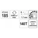 YATO Pílací kotúč pre laminátové podlahy 185 x 20 x 1,4 mm / 140T