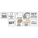 YATO Pílací kotúč na drevo 305 x 30 x 2,0 mm / 60T