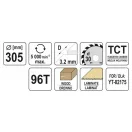 YATO Pílový kotúč na drevo 305 x 30 x 2,2 mm / 96T