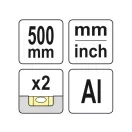 YATO Pravítko ALU 500 mm 2 úrovne