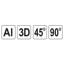 YATO 3D pravý uhol Hliník 150 mm 45°/90°