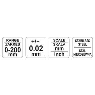 YATO Strmeň 200/±0,02 mm