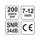 YATO štuple do uší 7-12 mm (200 párov)