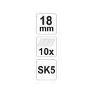 YATO Lámavý nôž 18 mm (10 ks)