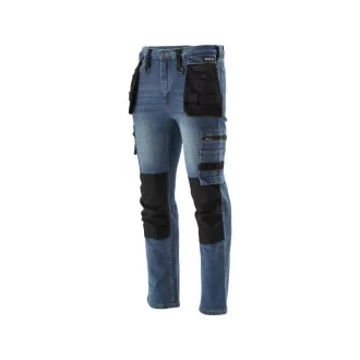   YATO Pracovné bezpečnostné rifle dlhé nohavice veľkosť L/XL 17 vreciek tmavomodré