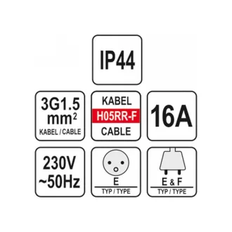   YATO Predlžovací kábel s pohyblivým závesom gumovo izolovaný 20 m 3 x 1,5 mm²