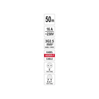 YATO Káblový bubon 50 m 3 x 2,5 mm2