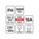 YATO Predlžovací hojdací kábel s gumovou izoláciou 3 zástrčky 20 m 3 x 1,5 mm2