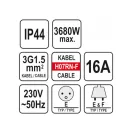 YATO Predlžovací hojdací kábel s gumovou izoláciou 3 zástrčky 20 m 3 x 1,5 mm2