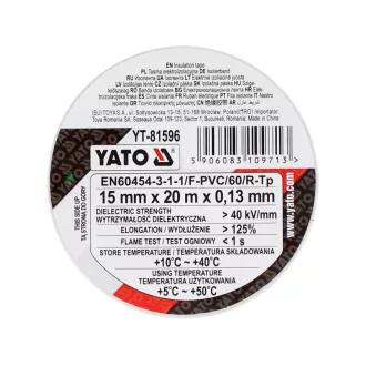 YATO Izolačná páska 15 x 0,13 mm x 20 m biela