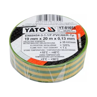 Izolačná páska YATO 19 x 0,13 mm x 20 m zeleno-žltá