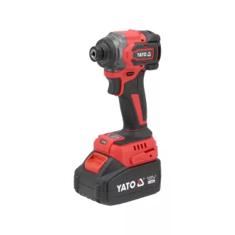   YATO Nabíjateľný udierajúci skrutkovač 1/4" 230 Nm bezuhlíkový 18 V (1 x 4,0 Ah batéria + nabíjačka)