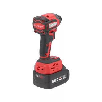   YATO Nabíjateľný udierajúci skrutkovač 1/4" 230 Nm bezuhlíkový 18 V (1 x 4,0 Ah batéria + nabíjačka)