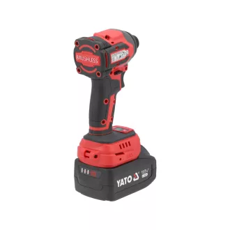   YATO Nabíjateľný udierajúci skrutkovač 1/4" 230 Nm bezuhlíkový 18 V (1 x 4,0 Ah batéria + nabíjačka)