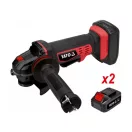 YATO Akumulátorová uhlová brúska 125 mm 18 V Li-Ion (2 x 3,0 Ah akumulátor + nabíjačka)