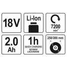 YATO akumulátorová kosačka 18 V (1 x 2,0 Ah batéria + nabíjačka)