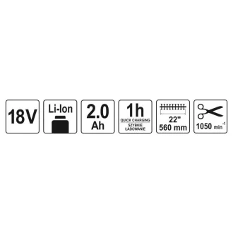   YATO Akumulátorové nožnice na živý plot 560 mm 18 V (1 x 2,0 Ah akumulátor + nabíjačka)