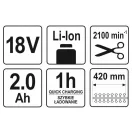 YATO Akumulátorové nožnice na živý plot 207-2740 mm 18 V Li-Ion (1 x 2,0 Ah batéria + nabíjačka)