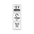 YATO Akumulátorový rezací nástroj 76 x 10 mm bez uhlíkovej kefky 12 V Li-Ion (bez akumulátora + nabíjačky)
