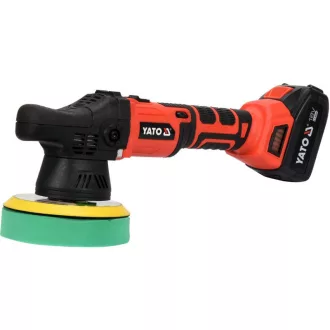   YATO Akumulátorová excentrická leštička 150 mm bez uhlíkovej kefky 18 V Li-Ion (1 x 3,0 Ah akumulátor + nabíjačka)