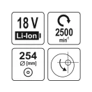 YATO Akumulátorová excentrická leštička 254 mm bez uhlíkovej kefky 18 V Li-Ion (bez akumulátora + nabíjačky)