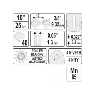 YATO Vodítko pre retazovú pílu 10" 3/8" 1,3 mm