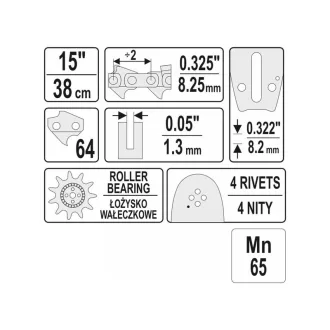   YATO Sprievodca reťaze pre reťazovú pílu 15" 0,325" 1,3 mm