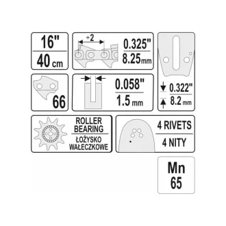   YATO Sprievodca reťazou reťazovej píly 16" 0,325" 1,5 mm