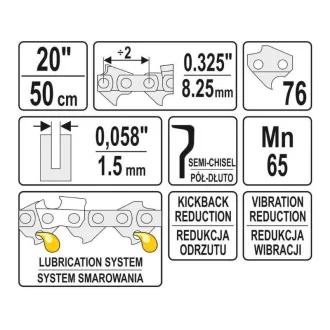   YATO Reťaz pre reťazovú pílu 20" 0,325" 1,5 mm 76 článkov