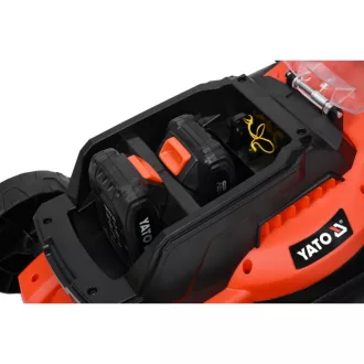   YATO akumulátorová kosačka 340 mm 2 x 18 V (2 x 2,0 Ah akumulátor + nabíjačka)