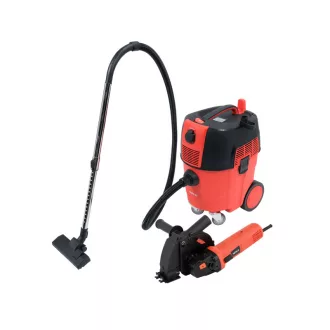   YATO Priemyselný vysávač s automatickým vytriasačom filtra 1600W + Drážkovač na stenu 125mm 1700W (YT-82015)