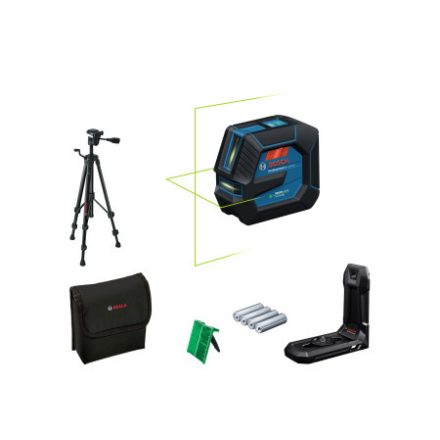 BOSCH Krížový laser (zelený) GLL 20-22 G v ochrannej taške + BT 150 Stojan + laserový cieľ IP65