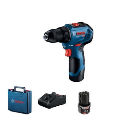 BOSCH Aku skrutkovač GSR 12V-30 v kufri (2 x 2,0 Ah batérie + rýchlonabíjačka)