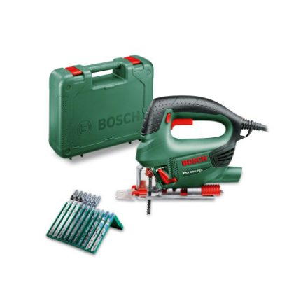 Priamočiara píla BOSCH PST 800 PEL v kufri so strmeňovou rukoväťou / 530 W + 10-dielny pílový kotúč vr.